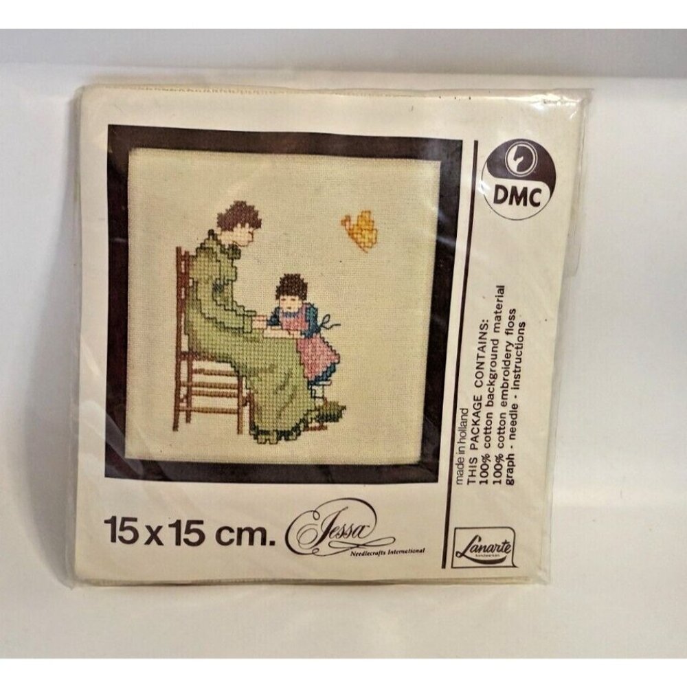 NEW Lanarte Jessa Mom‎ and Daughter Cross Stitch Kit 6" x 6"